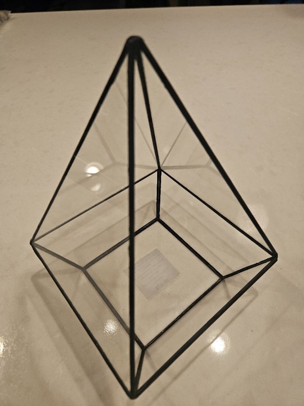 Hobby Lobby Glass Pyramid 8"H Modern Geometric Home Decor - Clear Glass & Black